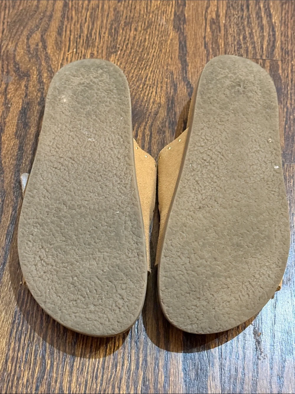 Zara Tan Suede Double Buckle Slide Sandals with Gold Hardware - Picture 6 of 10